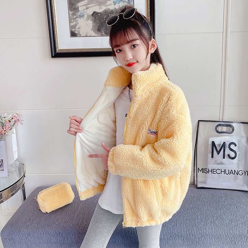 Áo khoác lông giả IQ ANGEL dày phong cách Hàn Quốc thời trang thu đông cho bé