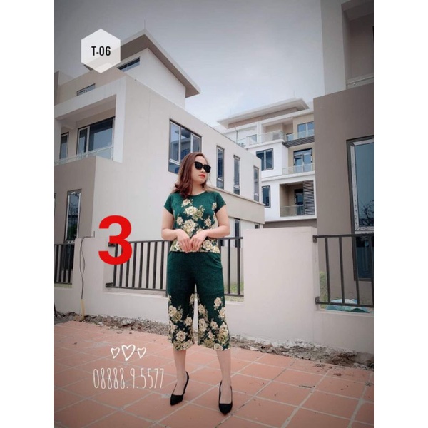 Đồ bộ trung niên_bộ thun hoa cho mẹ