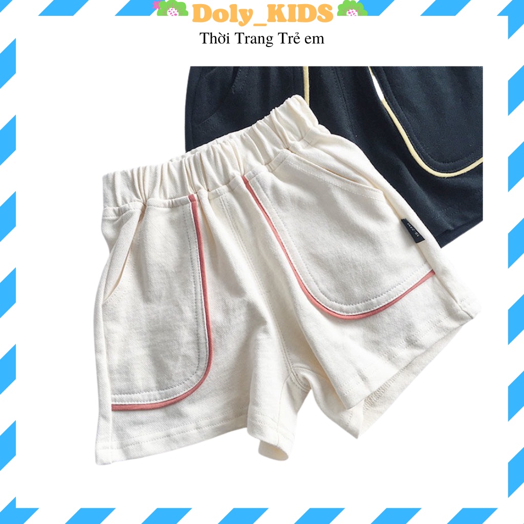 Quần đùi bé trai phối dọc viền túi vải cotton da cá thoáng mát cho bé trai từ 1- 6 tuổi- 21Q013