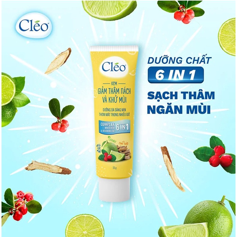 Kem Giảm Thâm Nách & Khử Mùi, Dưỡng Da Sáng Mịn CLEO Complex Whitener & Deodorizer 35g [che tên sản phẩm khi giao hàng]