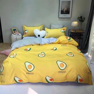 Bộ ga - gối - chăn poly trái bơ vàng