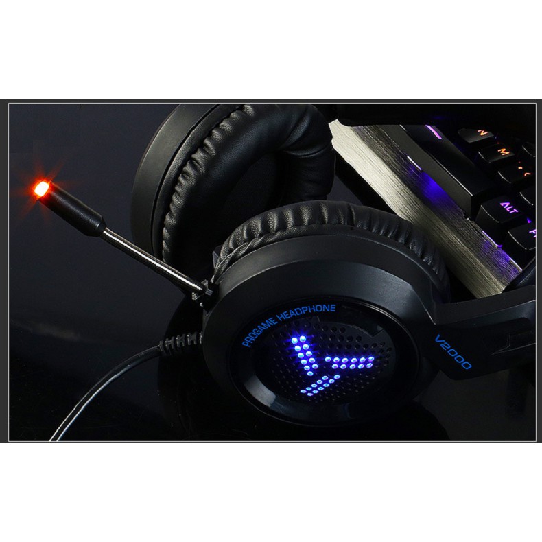 Tai nghe gaming chụp tai V2000 chuyên phòng game cổng USB âm thanh 7.1 kết nối có đèn led MIC,ÂM THANH -dc3422 | BigBuy360 - bigbuy360.vn
