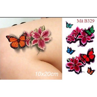 Hình xăm dán hoa lan 3d màu 10x20cm- tặng đồng size khi mua từ 5 tấm