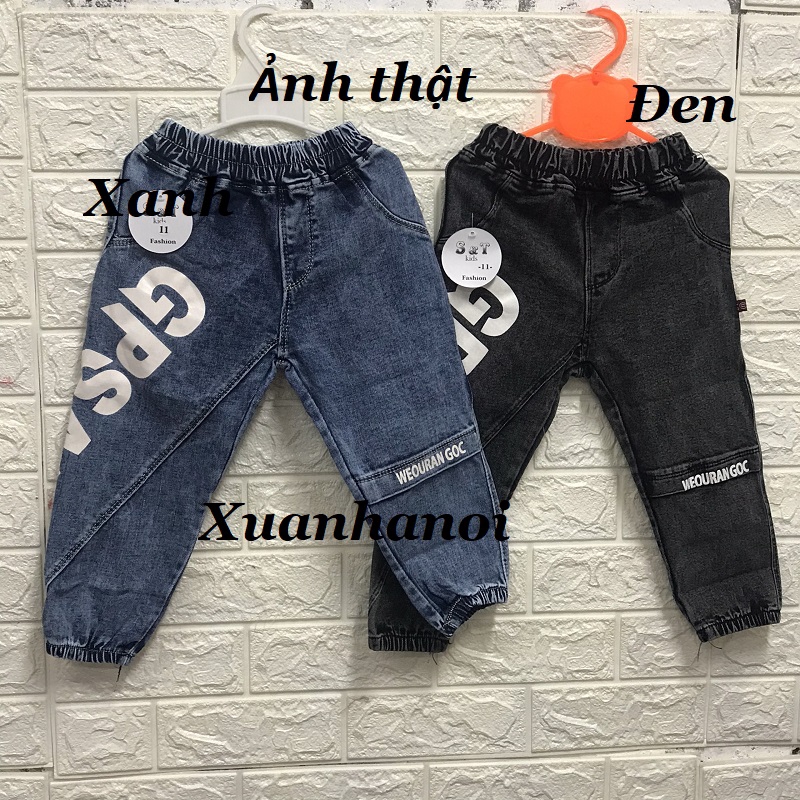 Quần bò quần Jean cho bé trai bo chân in chéo XHN465