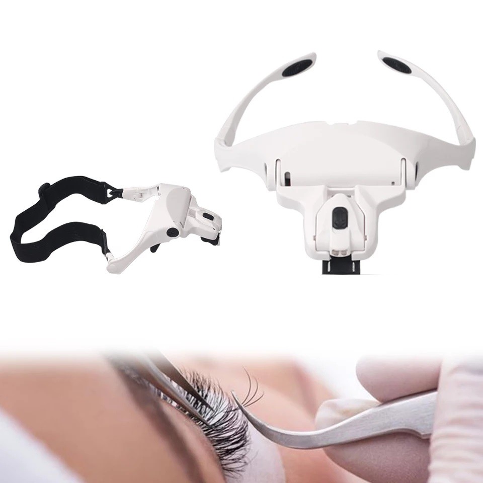 Kính lúp kiểu kính có đèn, kính lúp led đeo đầu thay thế nhiều thấu kính, xăm lông mày ghép mi giả