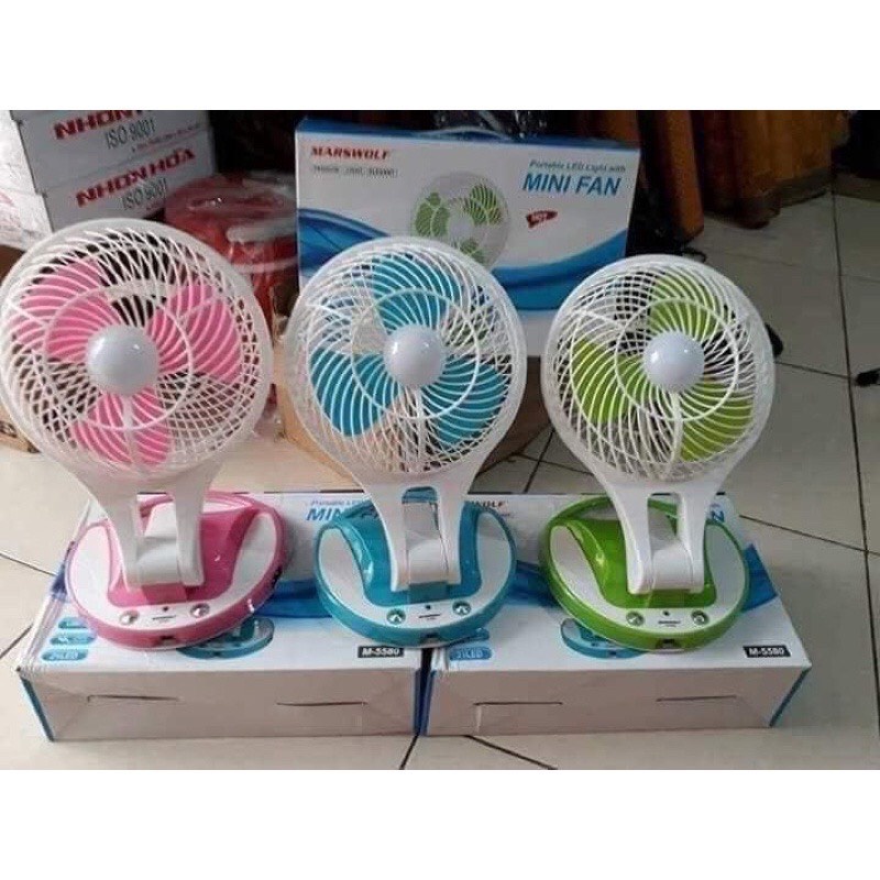 [ BH_6 Tháng] Quạt Tích Điện Có Đèn Ông Tây 2in1