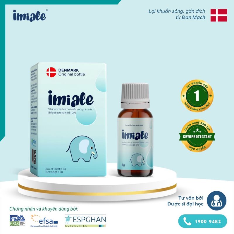 Men hữu cơ, gắn đích Imiale, giúp trẻ hết biếng ăn, tăng cân, cân bằng vi khuẩn, rối loạn tiêu hóa