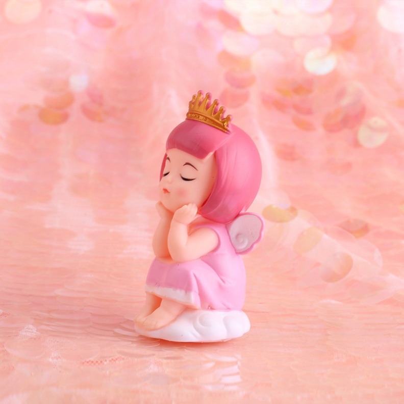 đồ phụ kiện bánh sinh nhật [FREESHIP❤️] em bé ngủ vương miện hồng