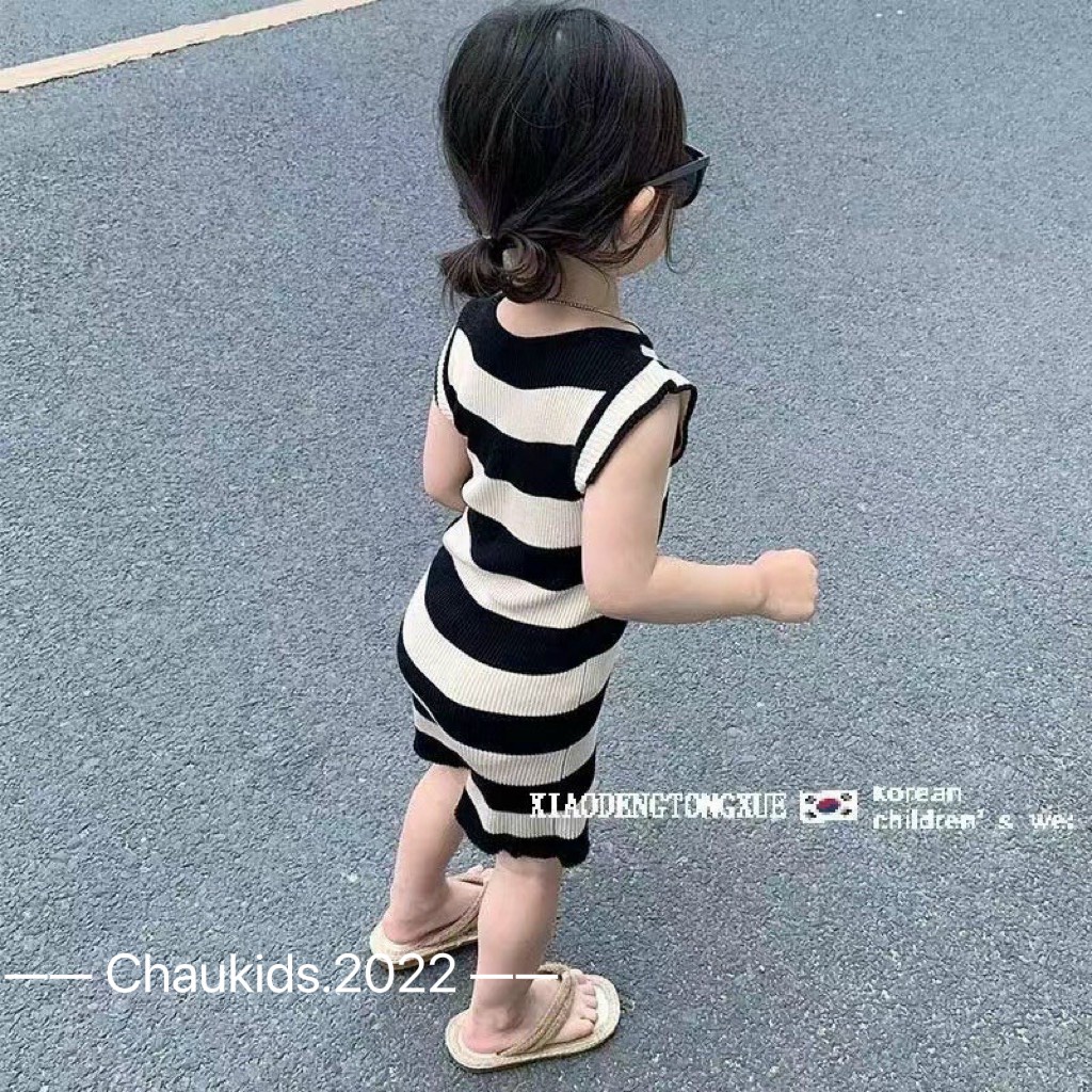 Váy cho bé gái, váy body kẻ to tay hến sang chảnh cho bé