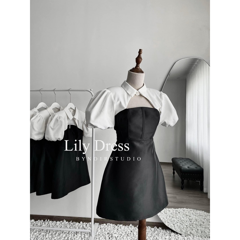 Váy tác ta phối cut out,chất tác ta lên phom mix phối tay bồng cut out chanh xả quyến rũ