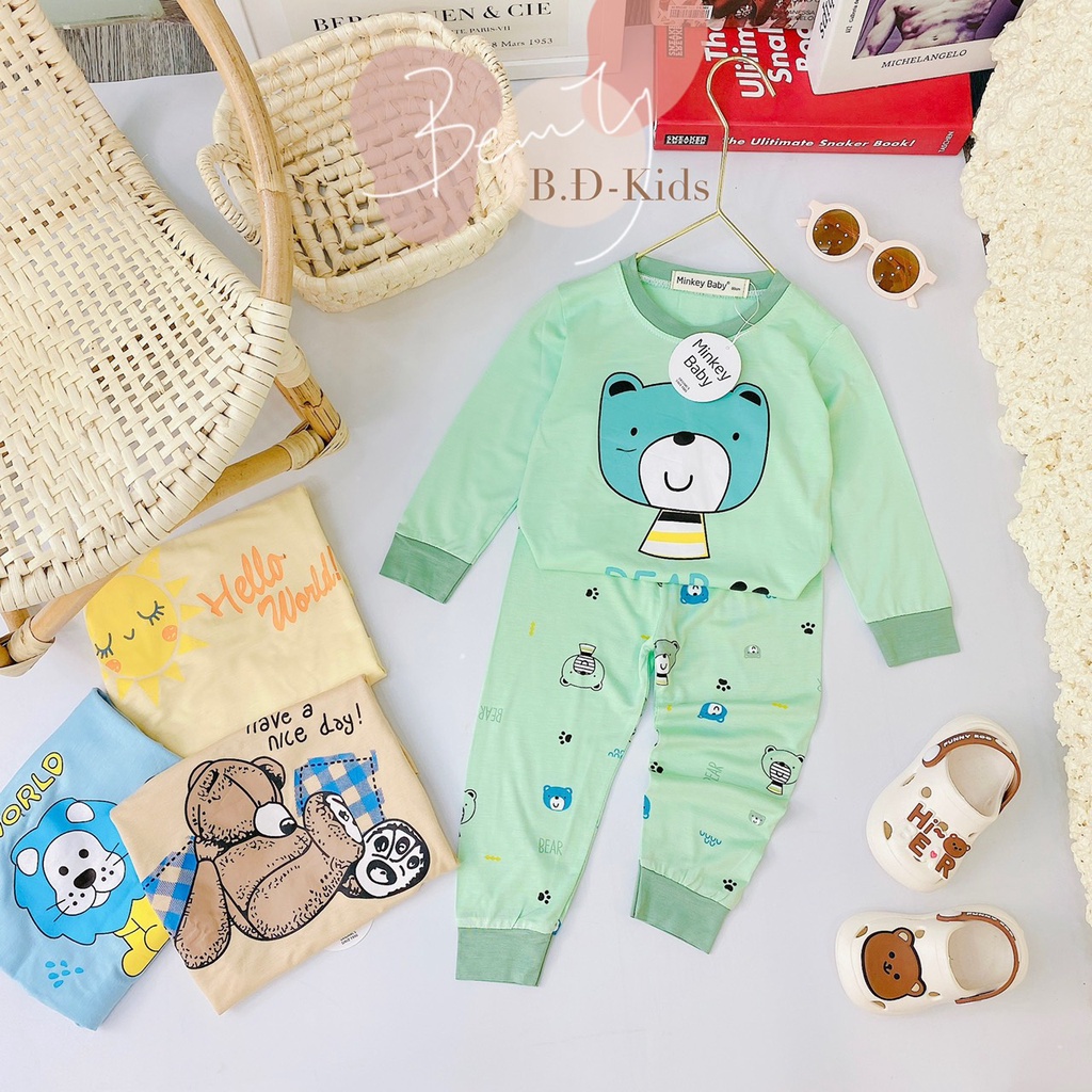 Bộ dài tay cho bé trai bé gái size đại 6-25kg, đồ bộ thun lạnh dài tay BD013 trẻ em mặc ngủ ở nhà 1 2 3 4 5 6 7
