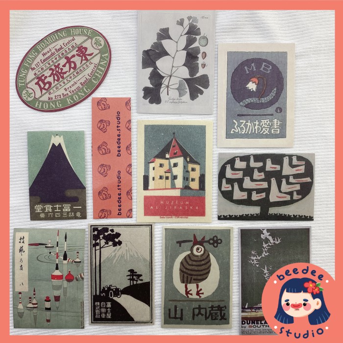 Set 10 tấm sticker retro chủ đề Cuộc sống nhât bản