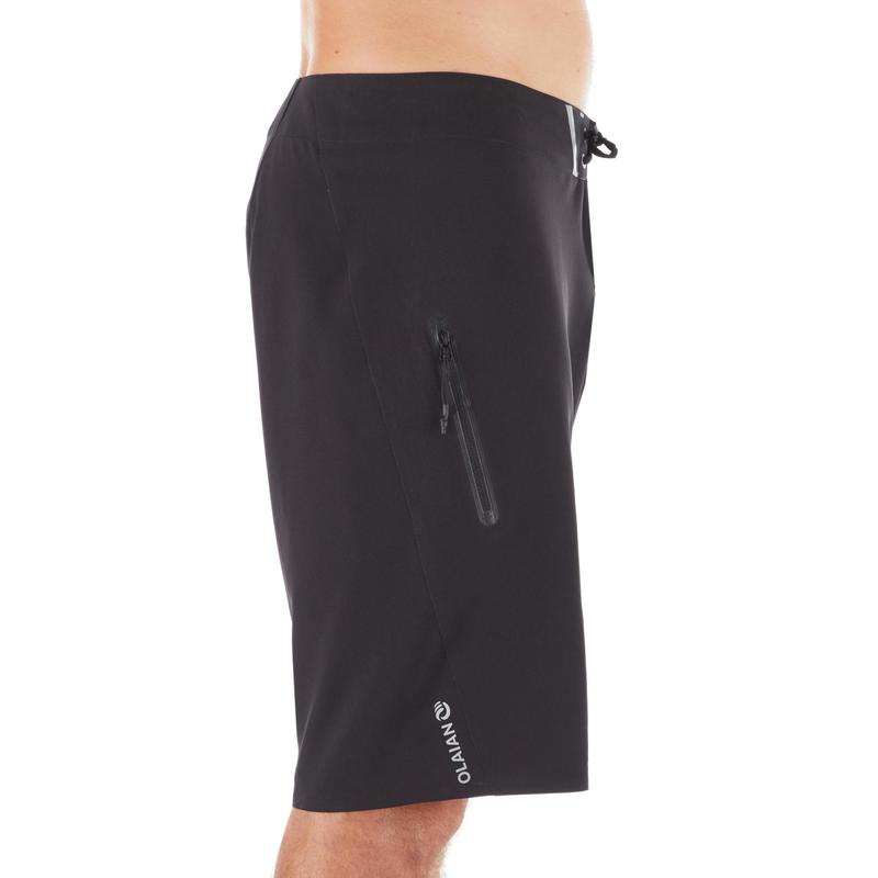 Quần short lướt ván dáng dài 900 - đen tuyền Decathlon Olaian