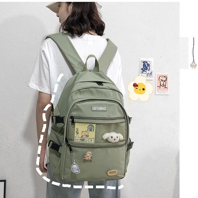 [Tặng kèm gấu, 03 stickers, decan] BALO thời Trang LETUBAG ulzzang Hàn Quốc chống thấm nước
