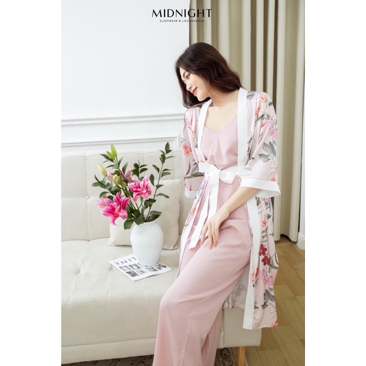 Đồ ngủ mặc nhà Kimono In Hoa - Midnight Sleepwear