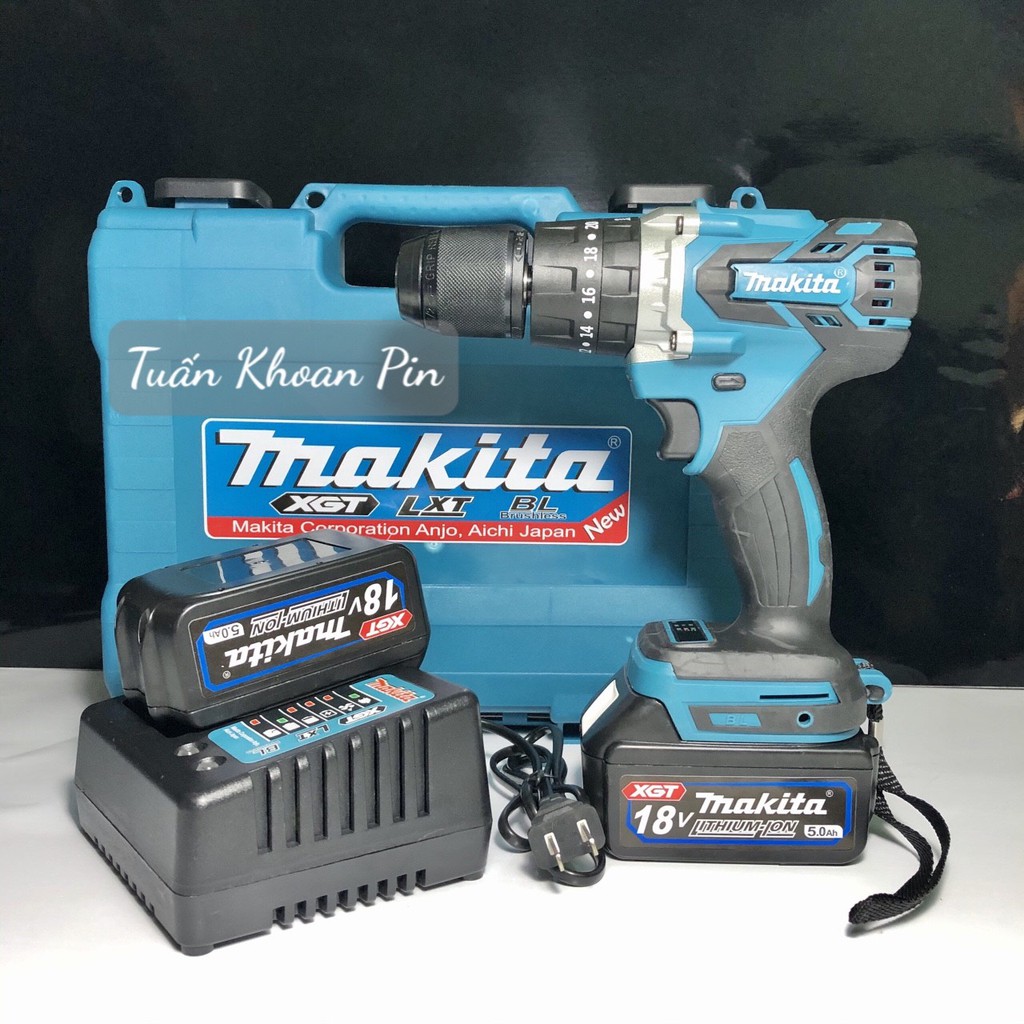 Bộ Máy MAKITA 18v, Vừa khoan, bắn tôn, bắn vít 13 ly, hàng Không chổi than (Gồm 2pin + 1than + 1 sạc+ Hộp)👉 SIÊU ƯU ĐÃI