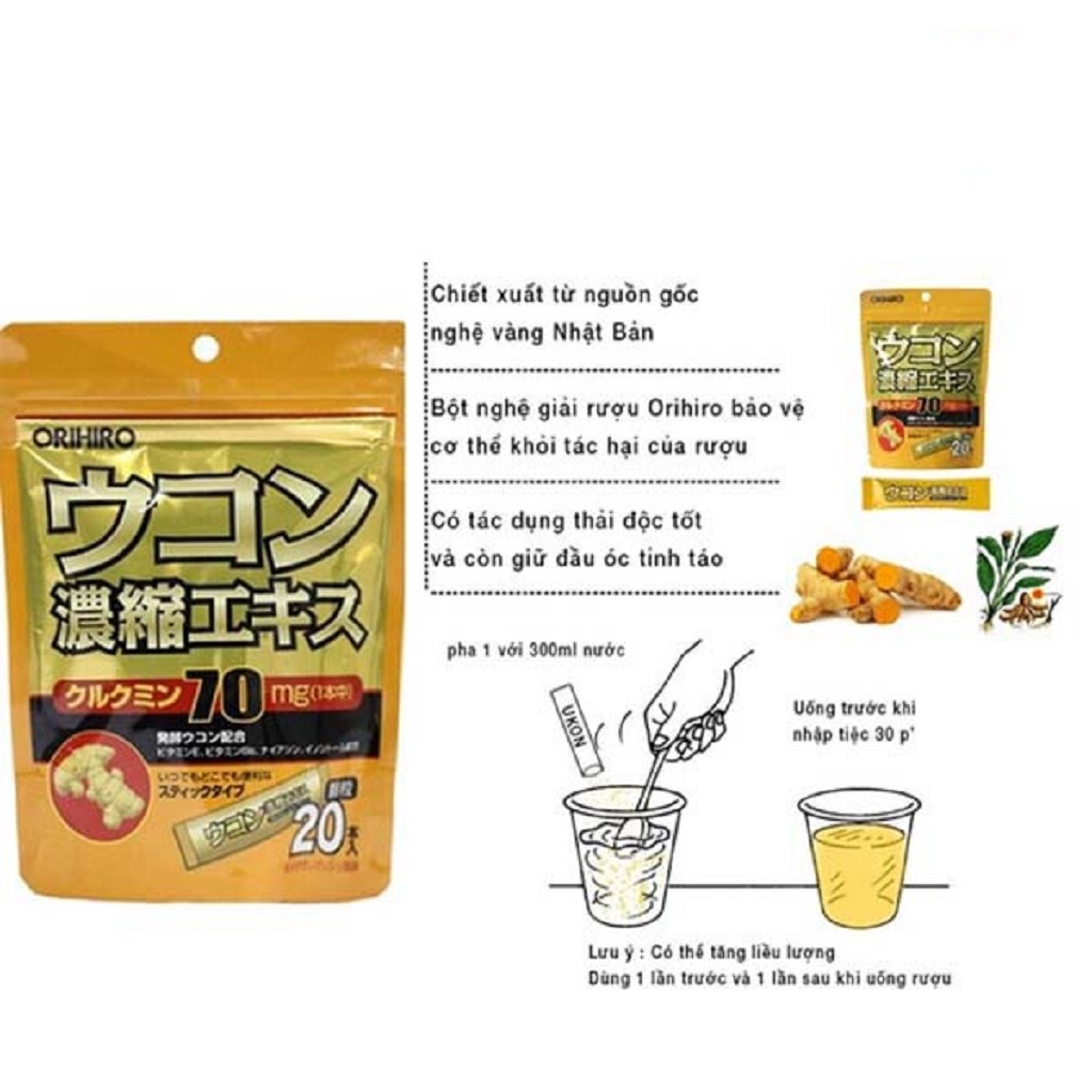 Tinh Bột Nghệ Giải Rượu Orihiro Túi 20 Gói