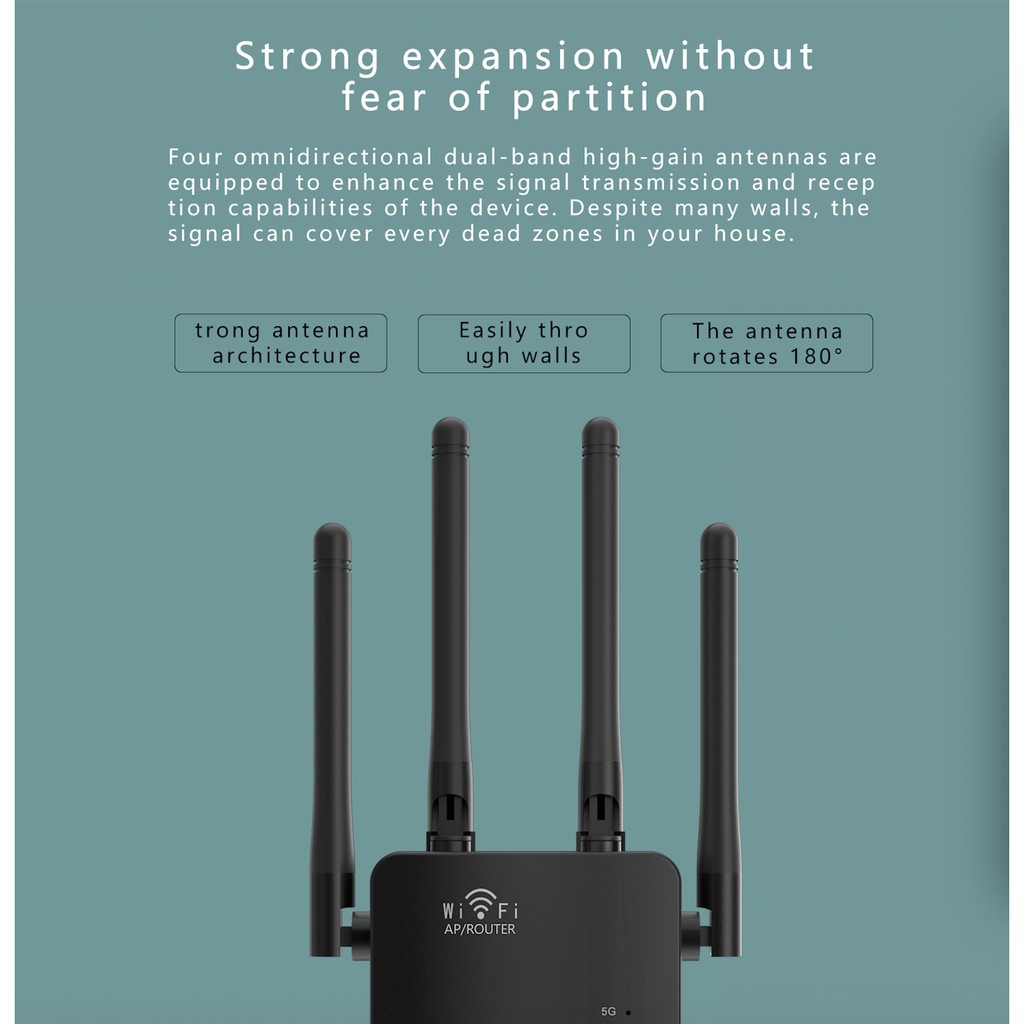 Up to 1200Mbps máy bộ phát wifi kích sóng wifi râu wifi 5g phát wifi râu phát wifi 4g bộ router wifi phát | BigBuy360 - bigbuy360.vn