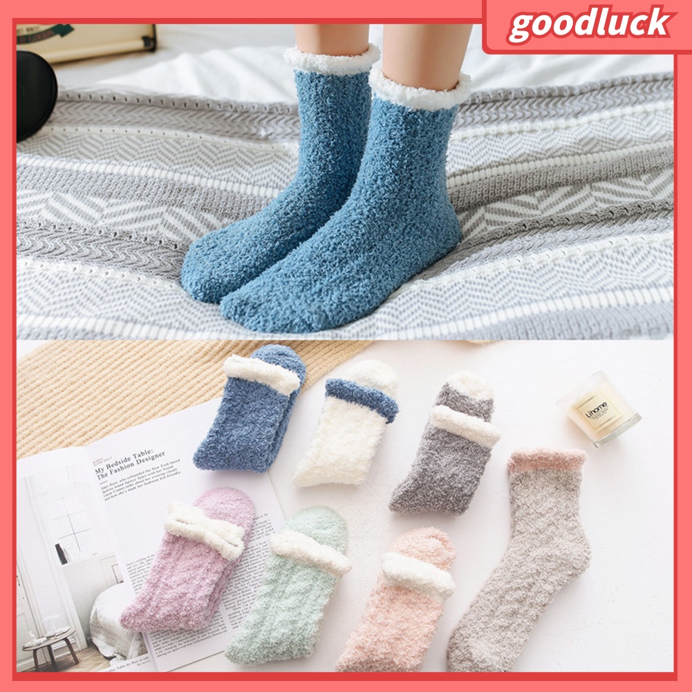 [GOODLUCK] Vớ Lông Cừu San Hô Dày Giữ Ấm Mùa Đông Cho Nữ
