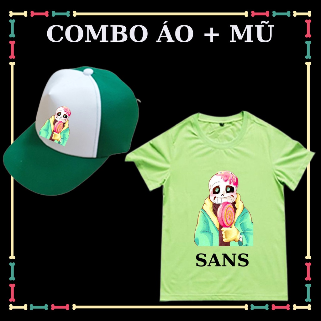 Combo Áo + Mũ/Nón in hình Bé Sans Undertable cho bé trai ( Biệt Đội Gangster)