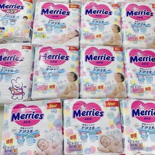Bỉm quần merries nội địa cộng miếng M58+6/L 44+6/Xl 38+6