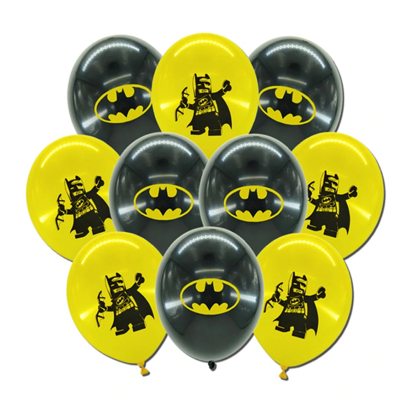 Set 10 Bong Bóng 12 Inch In Hình Siêu Anh Hùng Batman Trang Trí Tiệc