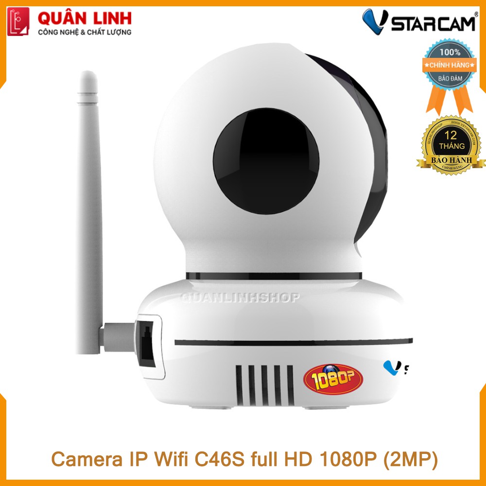 Camera giám sát IP Wifi hồng ngoại ban đêm Vstarcam C46S Full HD 1080P 2MP kèm thẻ 64GB