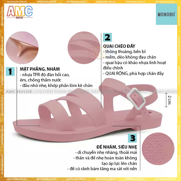 Giày sandal học sinh Thái Lan quai chéo MONOBO - ANGEL 6.2