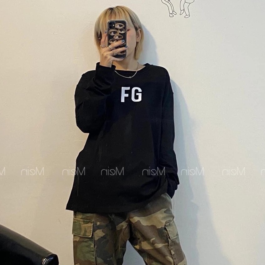 Áo sweater dáng rộng unisex in chữ ngực tay suông chất cotton da cá vanmiushop