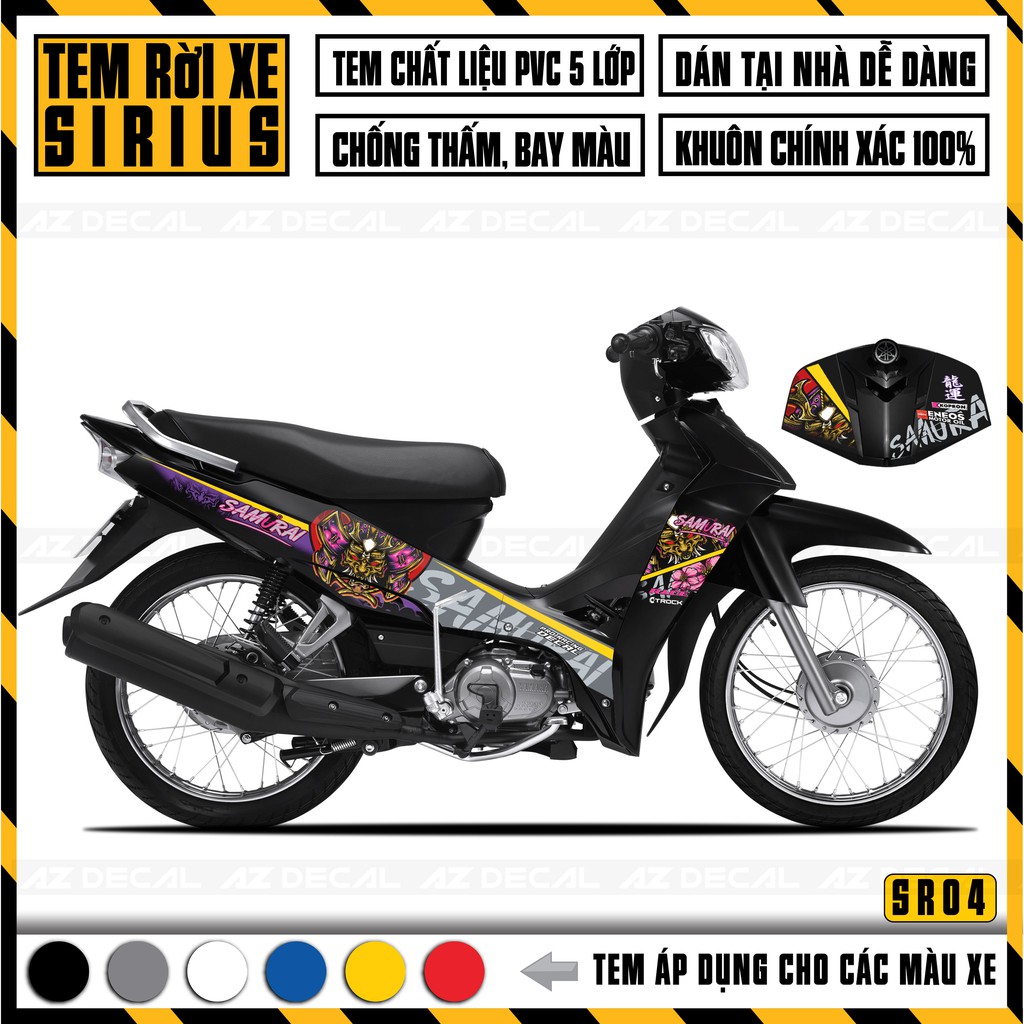 Tem Sirius RC Mẫu Samurai Đẹp | SR04 | Team Sirius Decal Dán Xe Đỏ Đen Trắng Xanh Tem Rời Dễ Dán