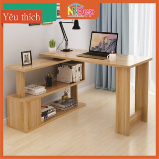 [Rẻ vô địch] Bàn làm việc thiết kế thông minh kết hợp kệ sách xoay 360 độ theo phong cách hiện đại BLV16