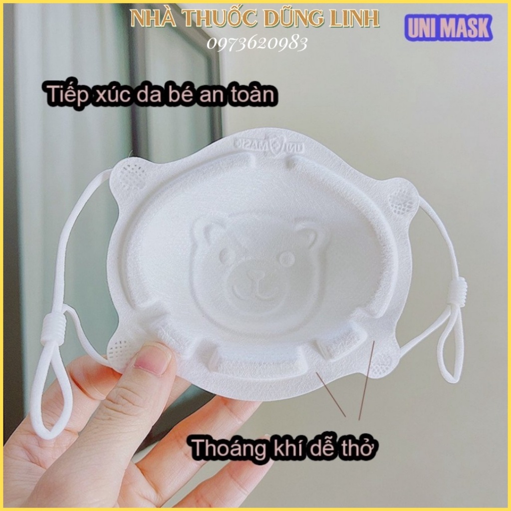 Set 3 Chiếc Khẩu Trang Gấu 3D UNI MASK Cho Bé 0-3 tuổi - Khẩu Trang Cho Trẻ Sơ Sinh Kháng Khuẩn - TIÊU CHUẨN NHẬT BẢN