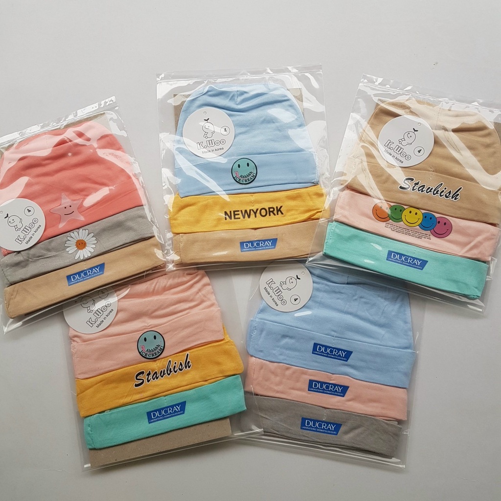 Set 3 mũ sơ sinh siêu mềm mịn cho bé