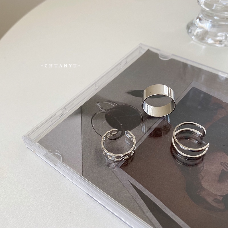 Bộ Nhẫn Đeo Tay Kim Loại Bóng Thời Trang Cho Nam Nữ