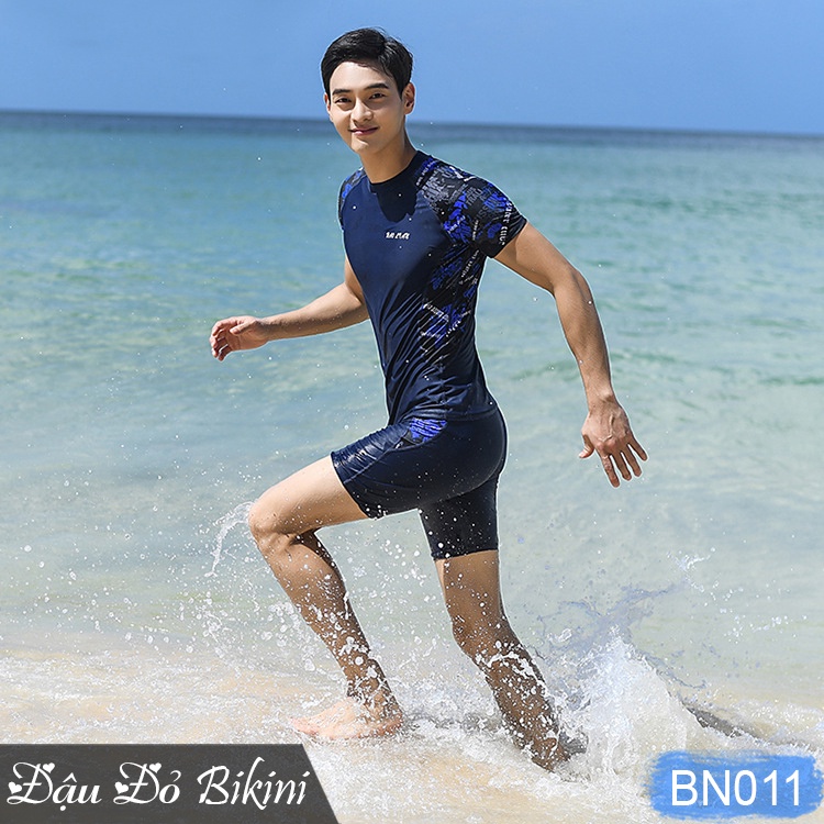 Bộ bơi nam cộc tay quần sooc đùi khỏe khoắn, quần và áo bơi cho phái mạnh, chất bơi thun lạnh Spandex cao cấp | BN011
