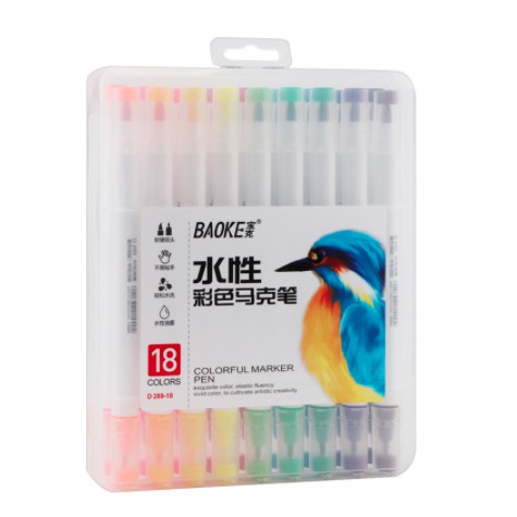 Hộp BÚT LÔNG MÀU Baoke D289 Brush Marker Vẽ Tô Màu Hai Đầu - 12, 18, 24, 36 Màu