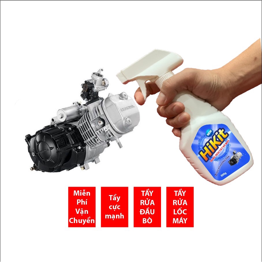 Dung dịch tẩy xe máy, tẩy rửa đầu bò, lốc xe máy, ố vàng, gỉ sét HiKit