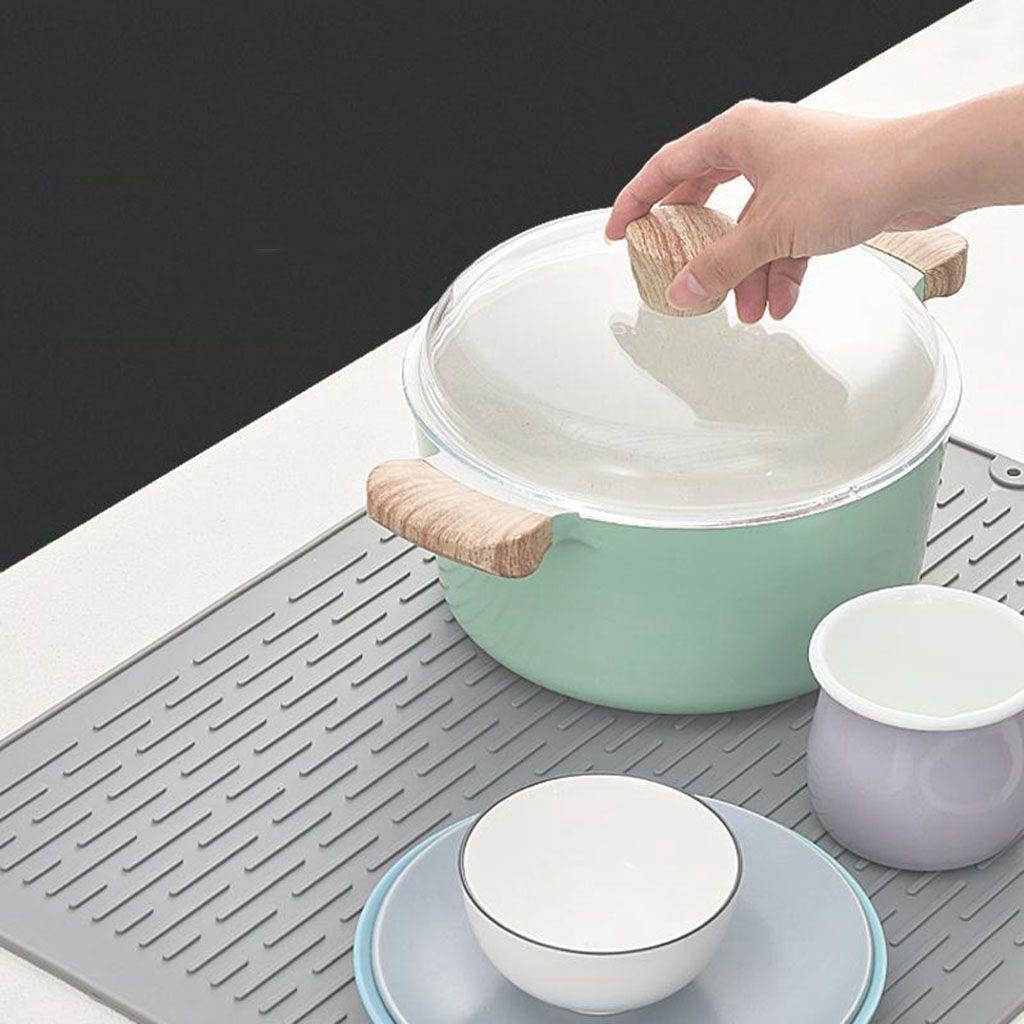 1 Miếng Lót Silicone Phơi Khô Chén Đĩa Chịu Nhiệt Bền Bỉ