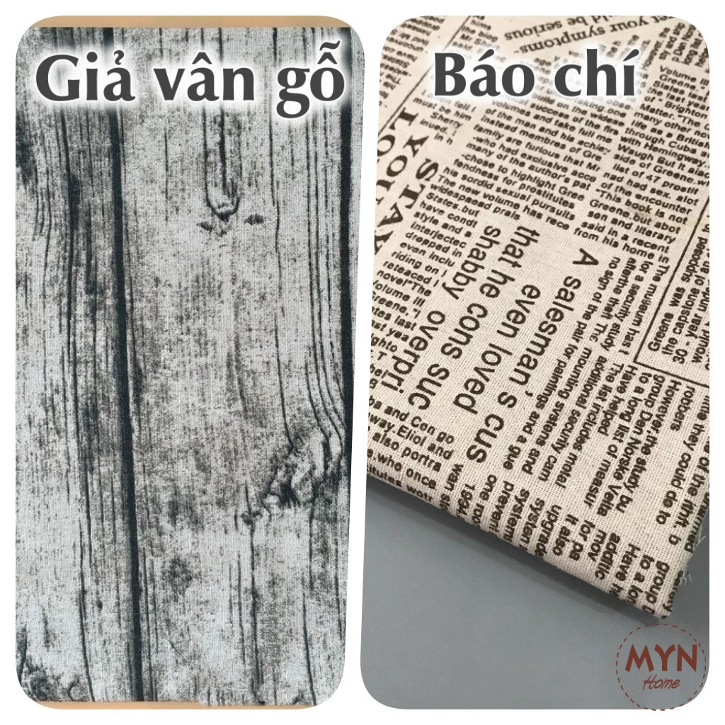 Vải phông nền chụp ảnh, khăn trải bàn kẻ caro, vân gỗ, vân báo chí MYN Home