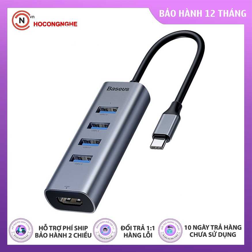 CHÍNH HÃNG Baseus CAHUB-M0G Thưởng thức Bộ chuyển đổi HUB Cổng USBC / TypeC sang USB 3.0 x 3 cho macbook