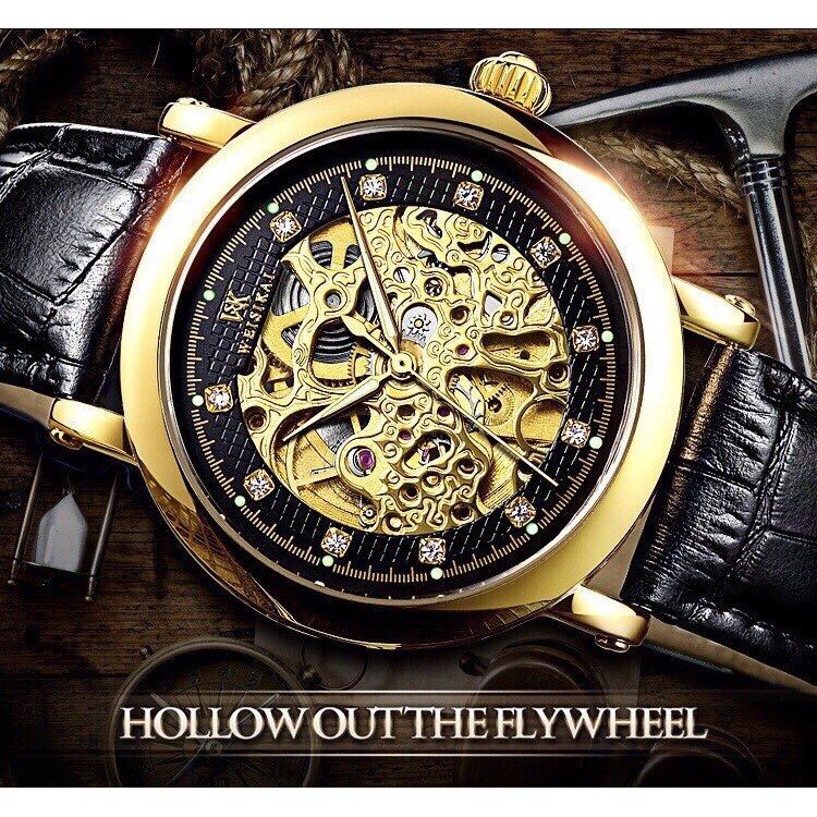 Đồng hồ nam WEISIKAI siêu phẩm chính hãng dây da mặt lộ Cơ Máy kèm kim dạ quang + Tặng hộp đồng hồ sang trọng | BigBuy360 - bigbuy360.vn