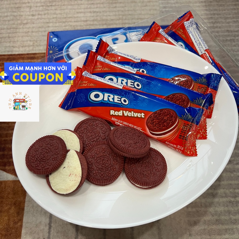 Hộp Bánh quy Oreo Red Velvet vị phô mai 342g Kinhdo phiên bản giới hạn Tết 2022 quà biếu tết