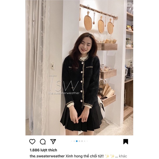 Thanh lý áo khoát lông thỏ của sweater weather màu đen