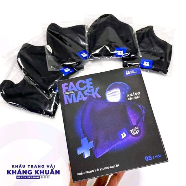 Hộp 5 Khẩu Trang Vải Kháng Khuẩn Đen | BigBuy360 - bigbuy360.vn