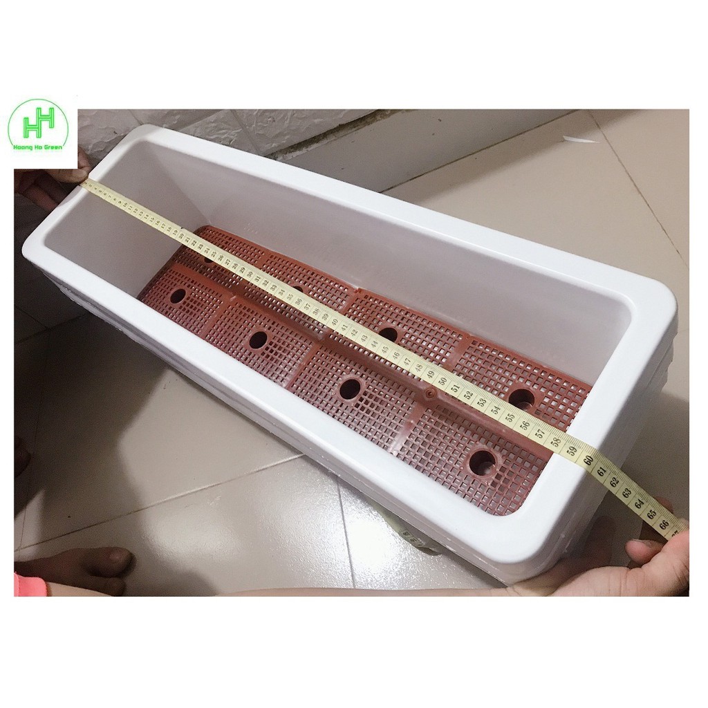 3 Chậu/ Khay/ Máng Nhựa Trồng Rau, Trồng Hoa, Cây Cảnh Kích Thước 60X20X16Cm - Màu Trắng