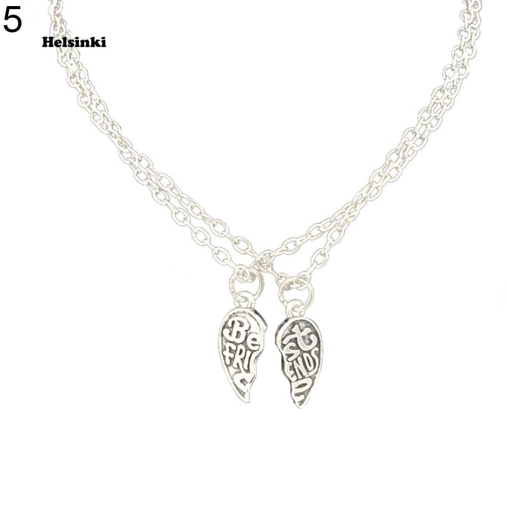 Set 2 dây chuyền tình bạn mặt hình trái tim ghép đôi khắc chữ
