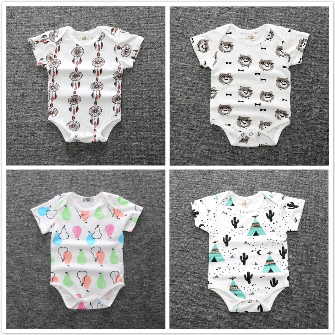 Bộ Áo Liền Quần In Hình Trái Cây Cho Bé