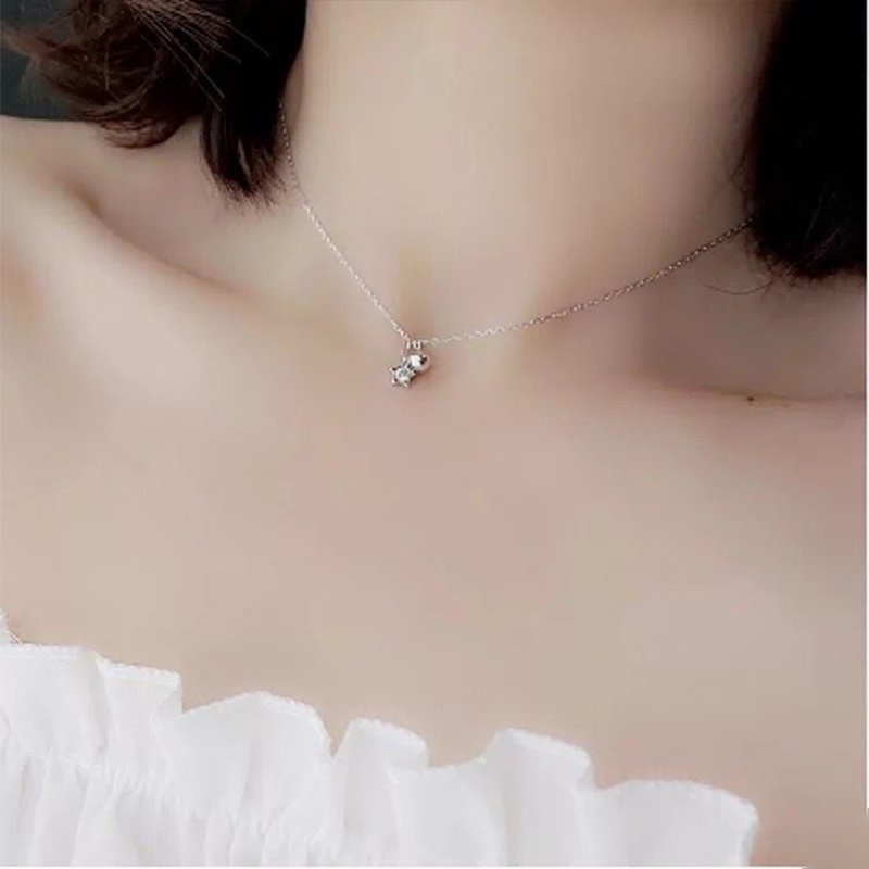 Vòng cổ Bạc Mặt Ngôi Sao Năm Cánh Sang Trọng Thời Trang Hàn Quốc Dành Cho Nữ