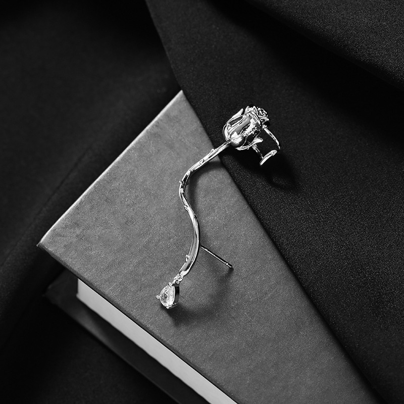 Khuyên Tai Bạc Đính Đá Zircon Hình Giọt Nước/Hoa Hồng/Hoa Hồng Hợp Thời Trang