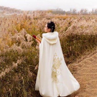 🌺[Order] Áo choàng lông hán phục (sẵn đen)